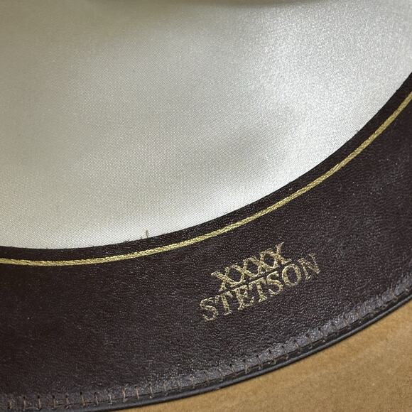 John B Stetson Company Western Hat Mens 4X Beaver Wide Brim Feather Braided Tan - Picture 8 of 16